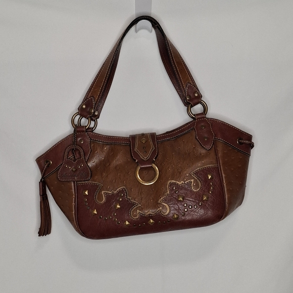 American West Studded Ostrich Leather Western Embossed Purse Shoulder Bag - Picture 1 of 10